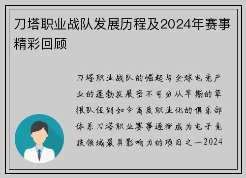 刀塔职业战队发展历程及2024年赛事精彩回顾